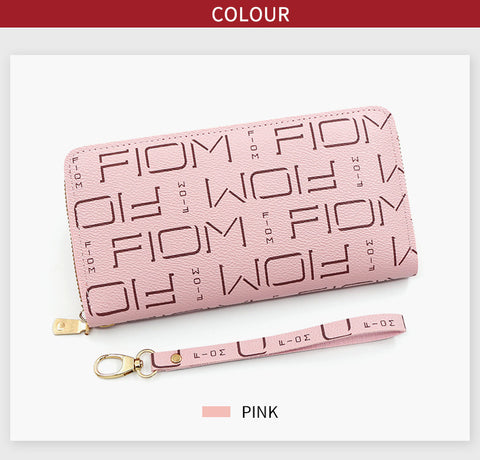 Women Long Lady Zipper Wallet Letter Litchi Grain