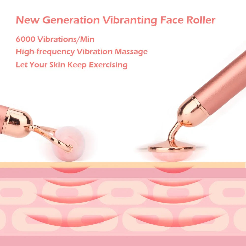 Rose Quartz Facial Roller 3D Face Lifting Body Facial