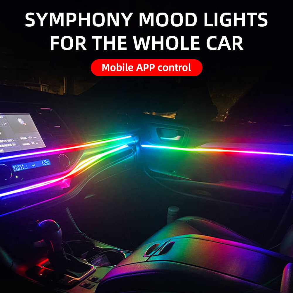 22 In 1 Full Color Streamer Car LED Interior Ambient Lights RGB 64 Color Universal Hidden Acrylic Strip Symphony Atmosphere Lamp