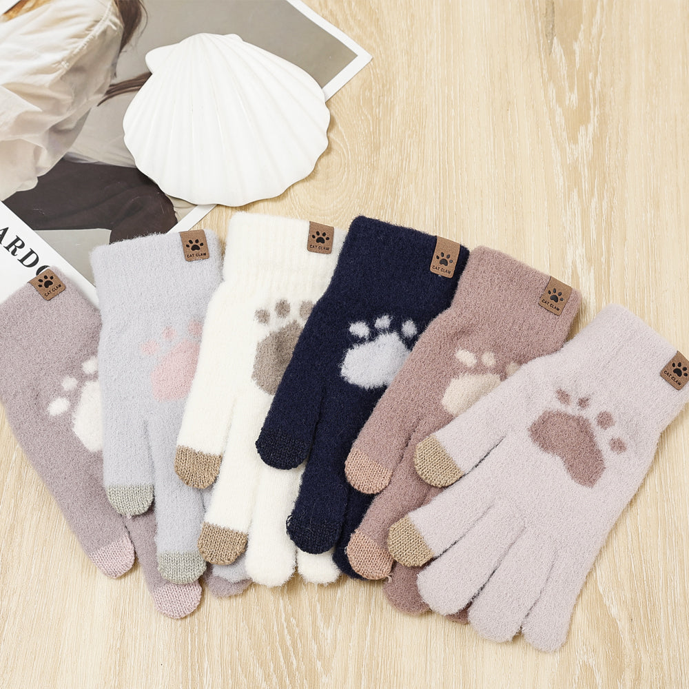 (Wool) Winter Knitted Gloves Knitted Warm Cute Heart Wing Gloves