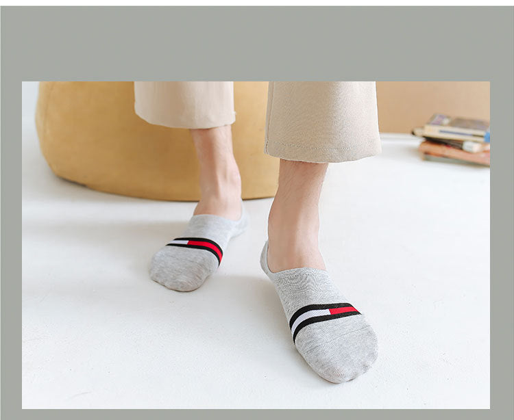 5 Pairs Men's Invisible Nonslip Loafer Boat Ankle Low Cut Cotton Socks