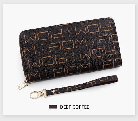 Women Long Lady Zipper Wallet Letter Litchi Grain