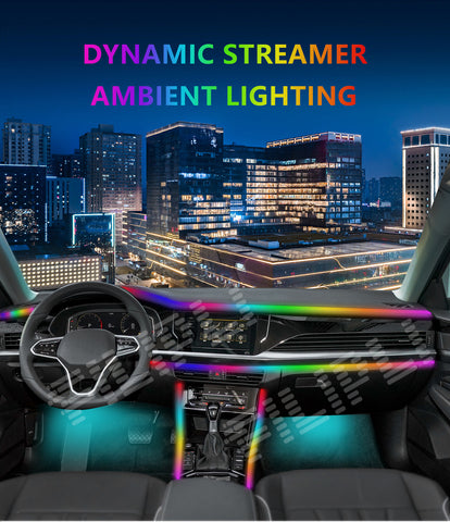 22 In 1 Full Color Streamer Car LED Interior Ambient Lights RGB 64 Color Universal Hidden Acrylic Strip Symphony Atmosphere Lamp