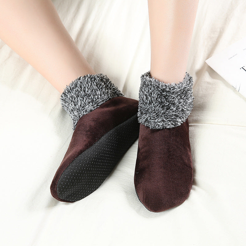 2Pair Women Winter Indoor Floor Sliper Socks - Velvet Warm Household Floor Bed Socks