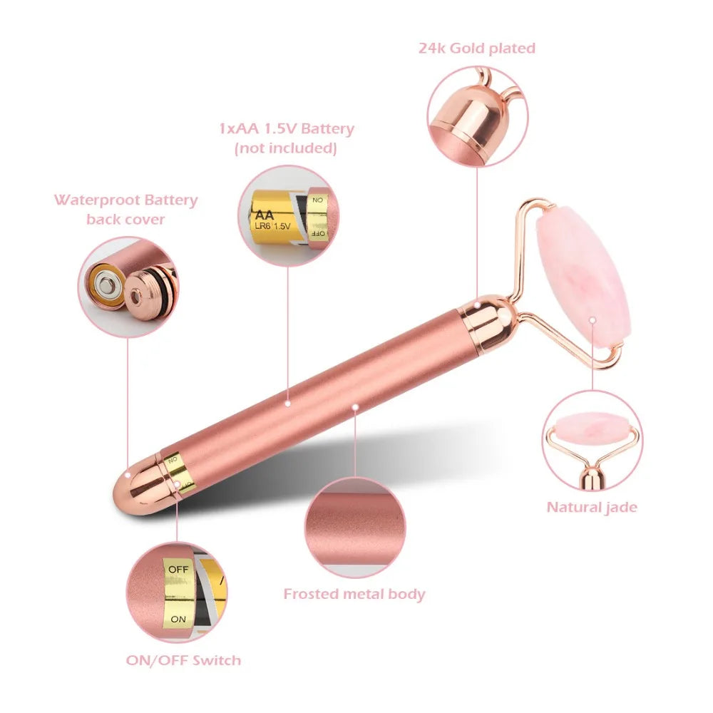 Rose Quartz Facial Roller 3D Face Lifting Body Facial