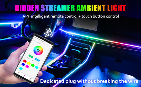 22 In 1 Full Color Streamer Car LED Interior Ambient Lights RGB 64 Color Universal Hidden Acrylic Strip Symphony Atmosphere Lamp