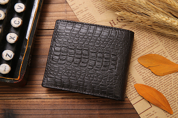 Men's Crocodile Fashion Leather Carry Short Wallet