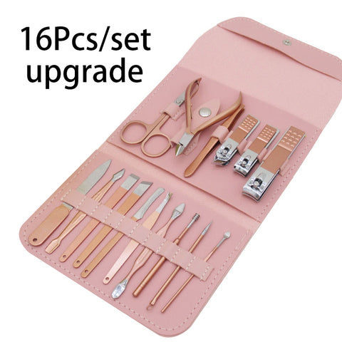 16 PCs Nail Clipper Manicure & Pedicure Kit Rose