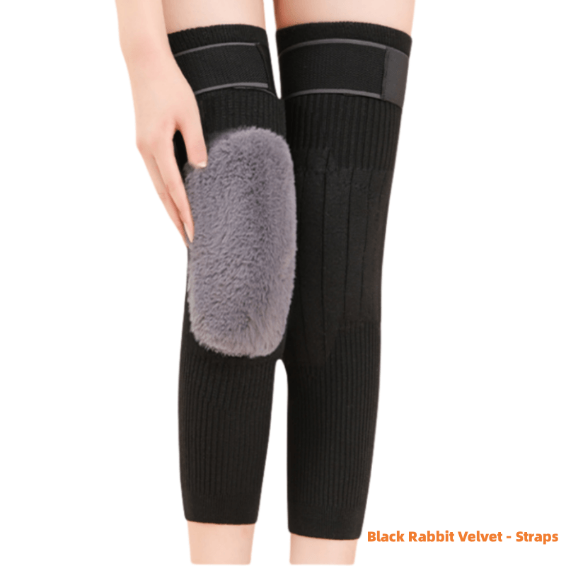 2 Pcs Adjustable Cashmere wool Knee Warmers -30° warm knee pads with strap