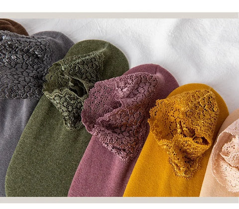 2Pair Women Ladies Ankle Socks - Non Slip Women Lace Warmer