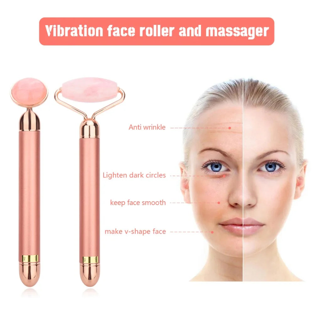 Rose Quartz Facial Roller 3D Face Lifting Body Facial