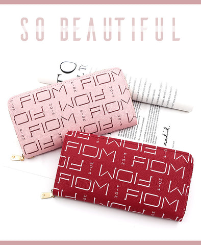 Women Long Lady Zipper Wallet Letter Litchi Grain