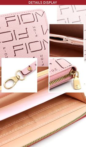 Women Long Lady Zipper Wallet Letter Litchi Grain