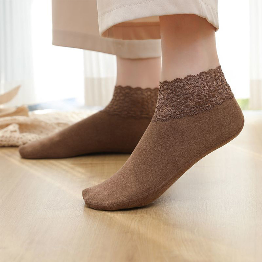 3Pair Women Ladies Ankle Socks - Non Slip Women Lace Warmer