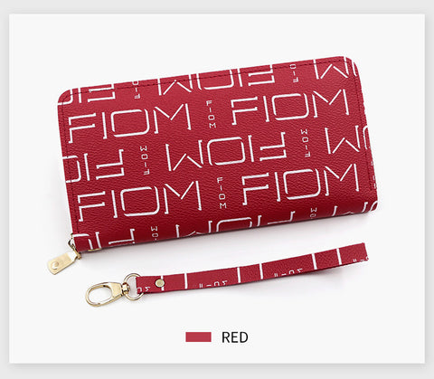 Women Long Lady Zipper Wallet Letter Litchi Grain