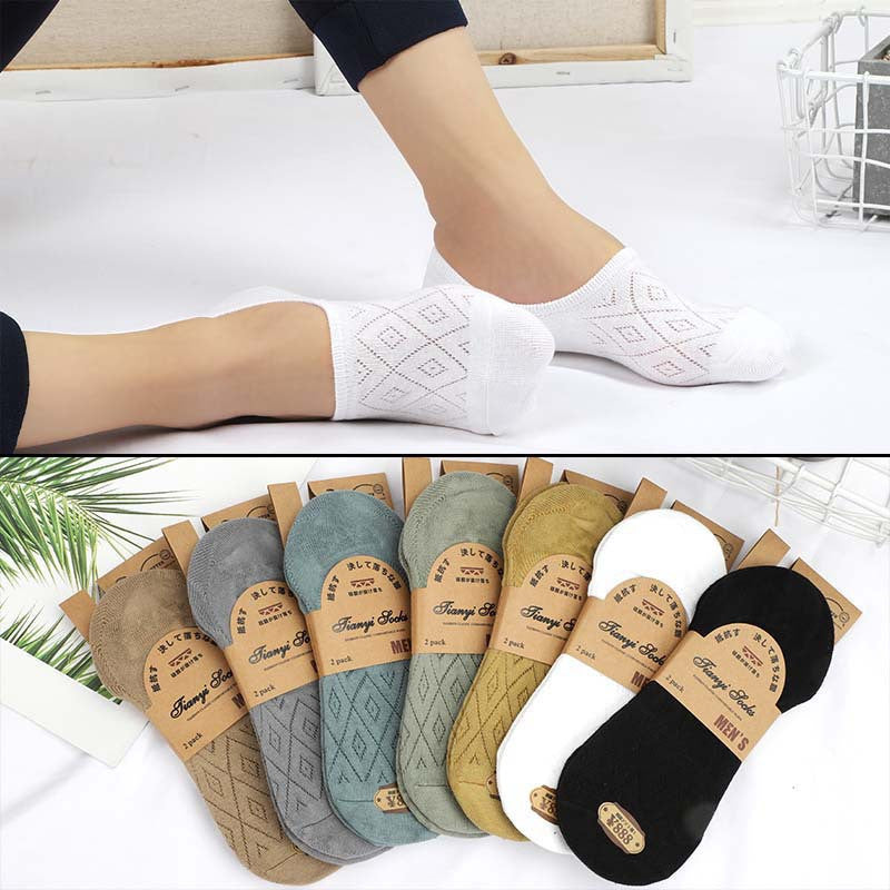 5 Pairs Men's Invisible Nonslip Loafer Boat Ankle Low Cut Cotton Socks