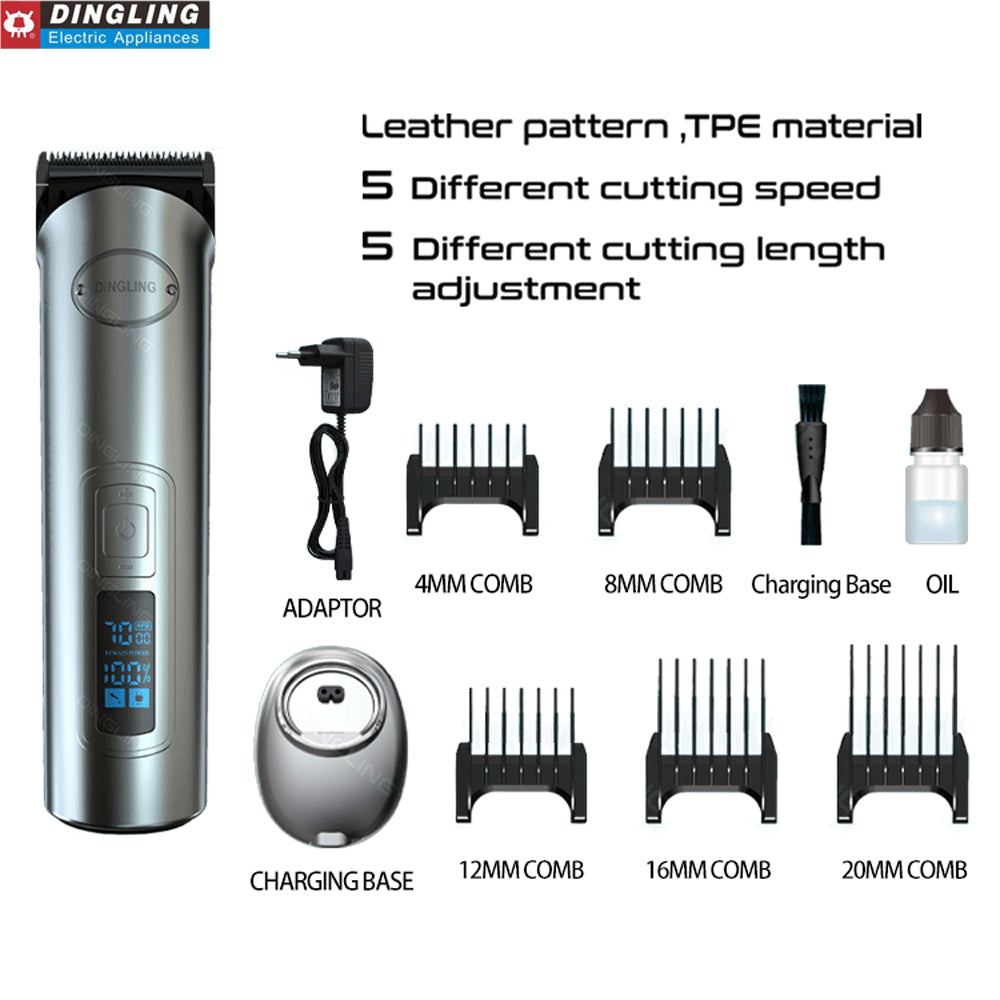 DingLing RF-696 LCD Professional Hair Clipper Electric Hair Trimmer