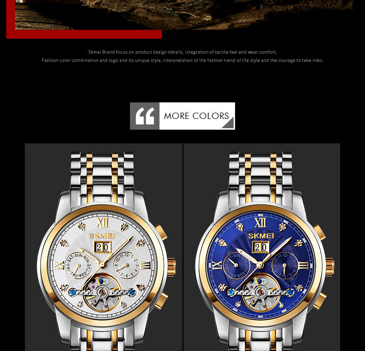 Skmei M029 Top Luxury Skeleton Tourbillon Automatic Mechanical Watch Hollow Dial Luminous