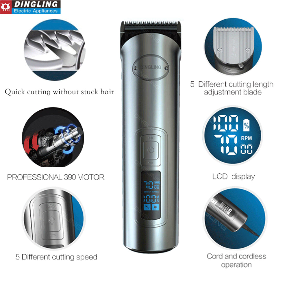 DingLing RF-696 LCD Professional Hair Clipper Electric Hair Trimmer