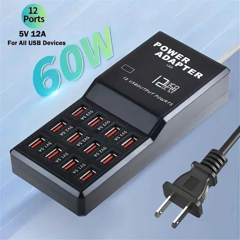 USB Mobile Phone Charger 10-Ports 60W for Multiple Devices Smart Phone Tablet ipad