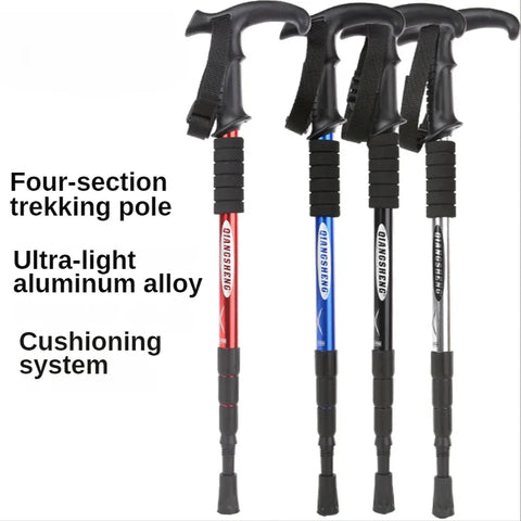Hiking Tactical Aluminum Walking Adjustable Sticks with T-Handle