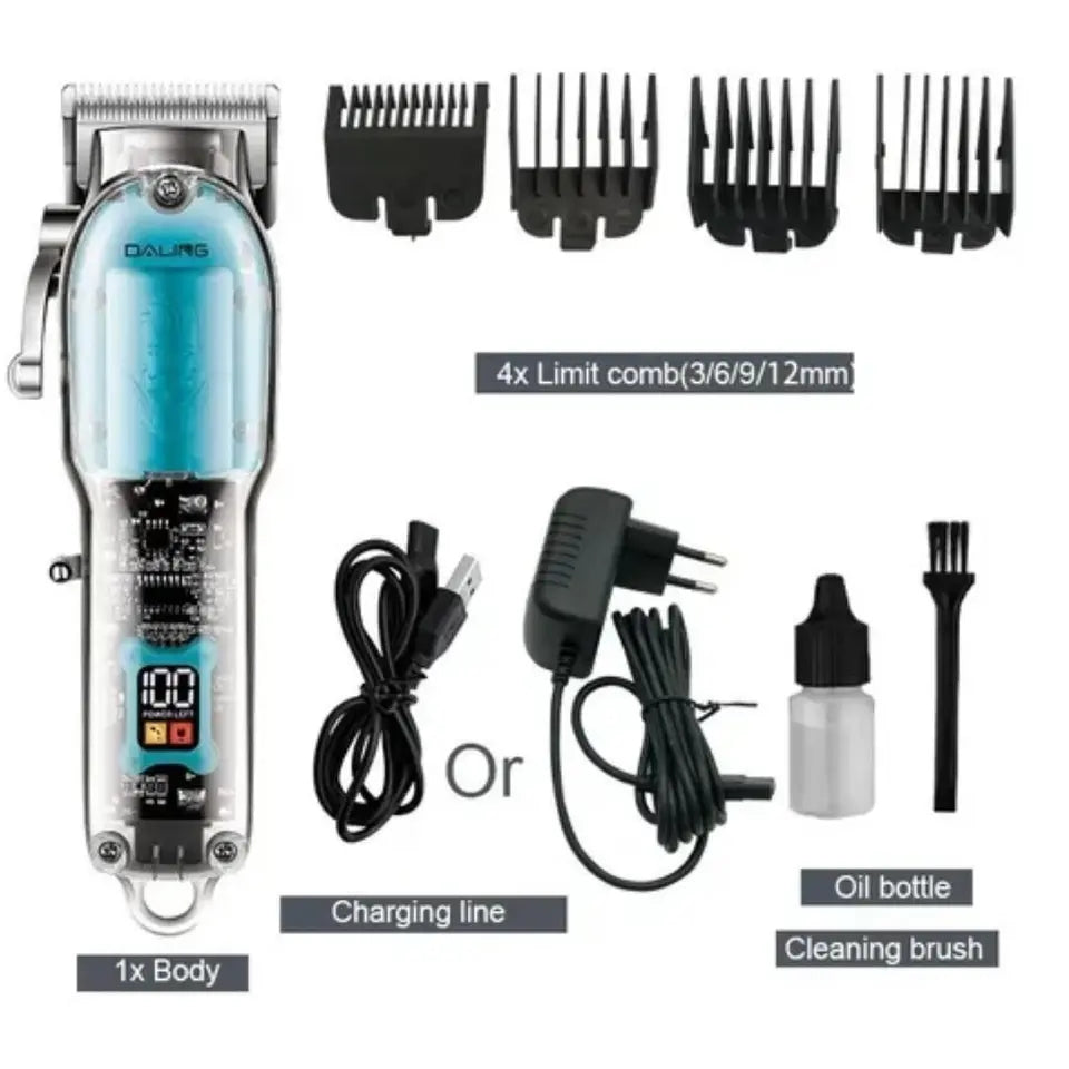 Daling DL-1539 Hair Clipper - Transparent Visible Professional Cordless Hair Clipper