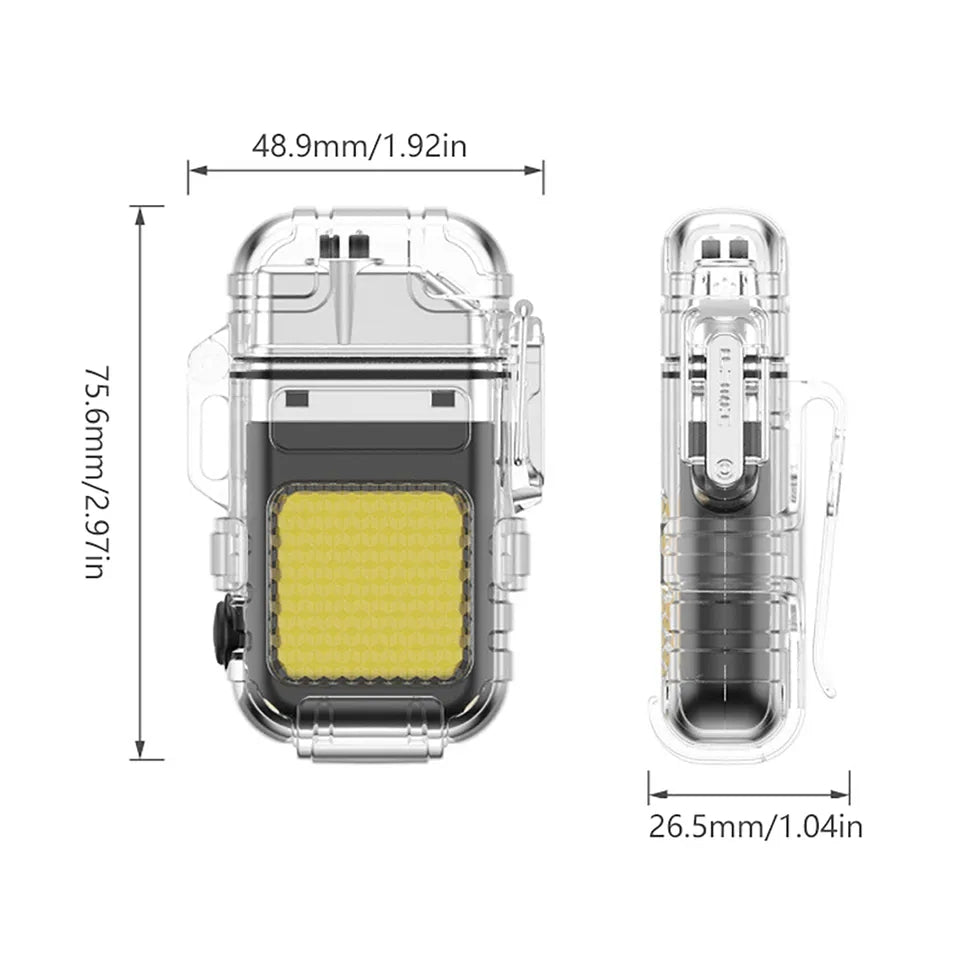 Mini LED Flashlight Transparent Waterproof Flash ARC with Back Buckle Outdoor Lighting Equipment
