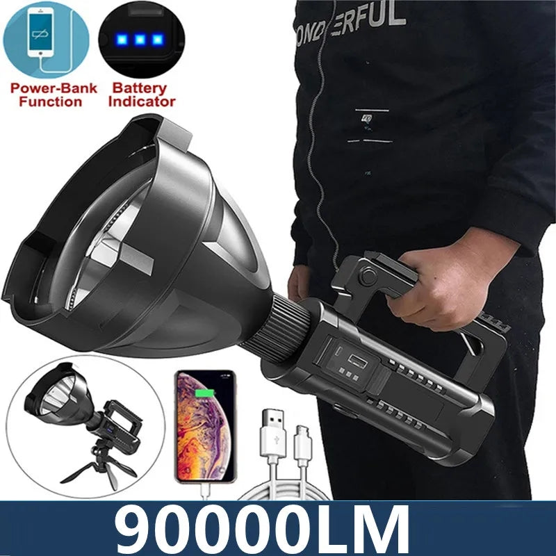 Portable Powerful LED Flashlight Mountable Bracket Handheld Searchlight