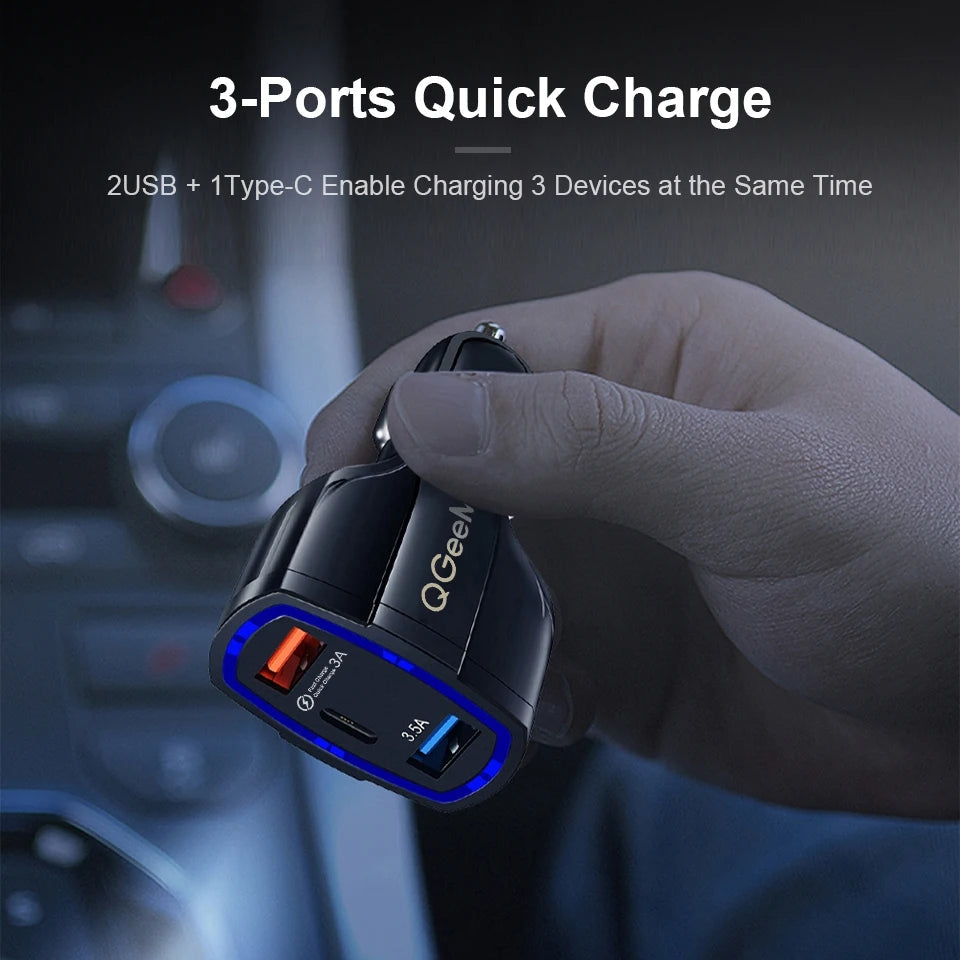 Imported Smart Car Charger Multi-function Fast multi USB Portable Three Ports