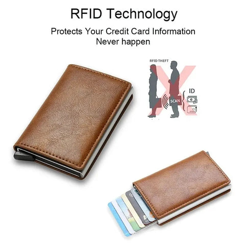 RFID Aluminium Pu Leather Card Holder Wallet