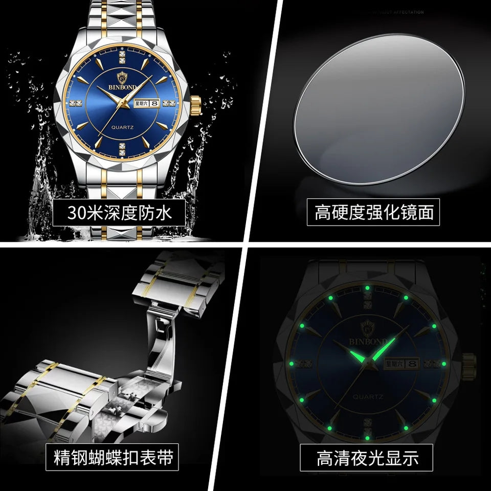 BINBOND Men's Fashion Watch  50M Waterproof Luminous