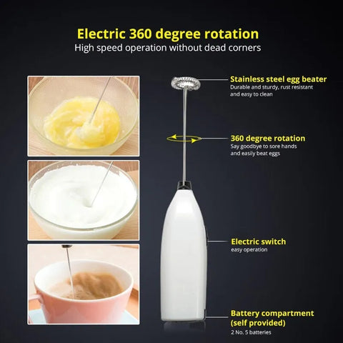 Coffee Egg Beater Mini Battery Powered Milk Frother Mixer