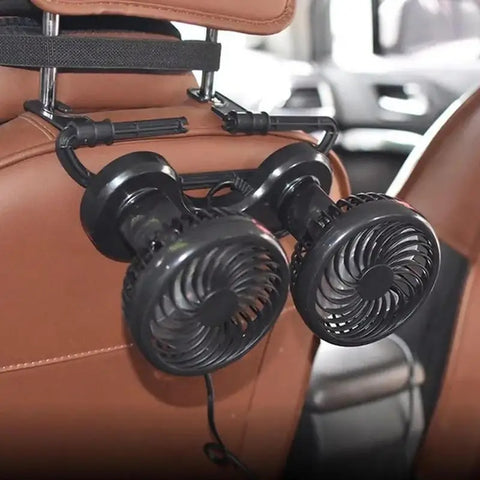 Double Head Car Fan 360 Degree Rotation With 2 Speeds Double Fan Suitable For 12V Cars, Trucks, Suvs