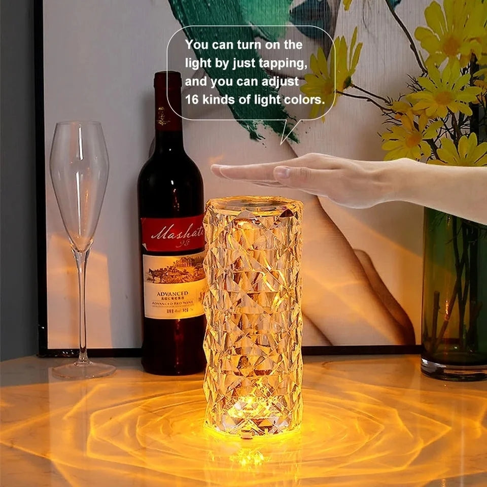 E27 Colorful LED Touch Crystal Table Lamp