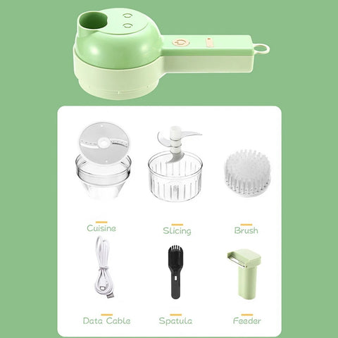 4 in 1 Electric Kitchen Chopper Garlic Masher Meat Grinder Mini Food Garlic Vegetable Crusher Slicer Rechargeable Food Processor