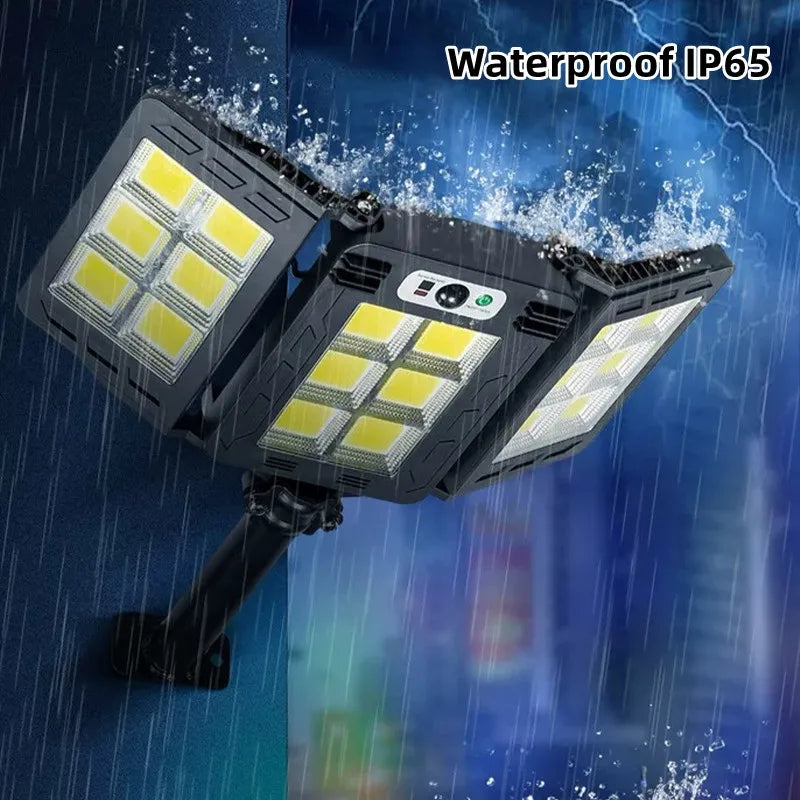 1000watt foldable Solar 3 head Sensor Light 384 LED