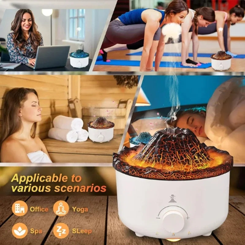 560ML Volcanic Flame Essential Oils Humidifier Jellyfish Cute Smoke Ring Flame