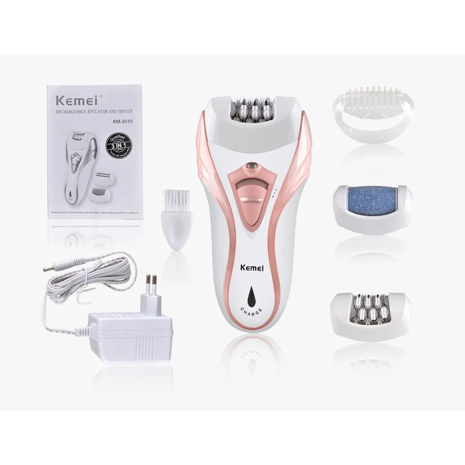 Kemei 3 In 1 Lady Electric Rechargeable Epilator