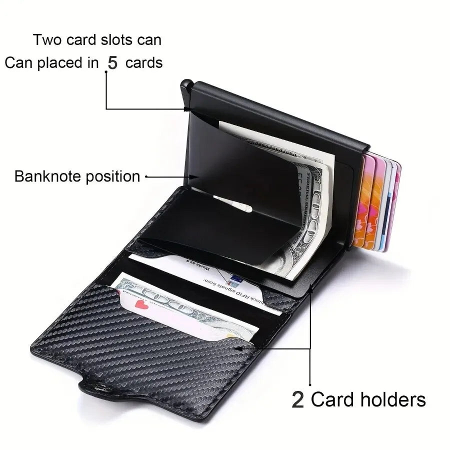 RFID Aluminium Pu Leather Wallet With Money Clip Designer Anti-theft Wallet