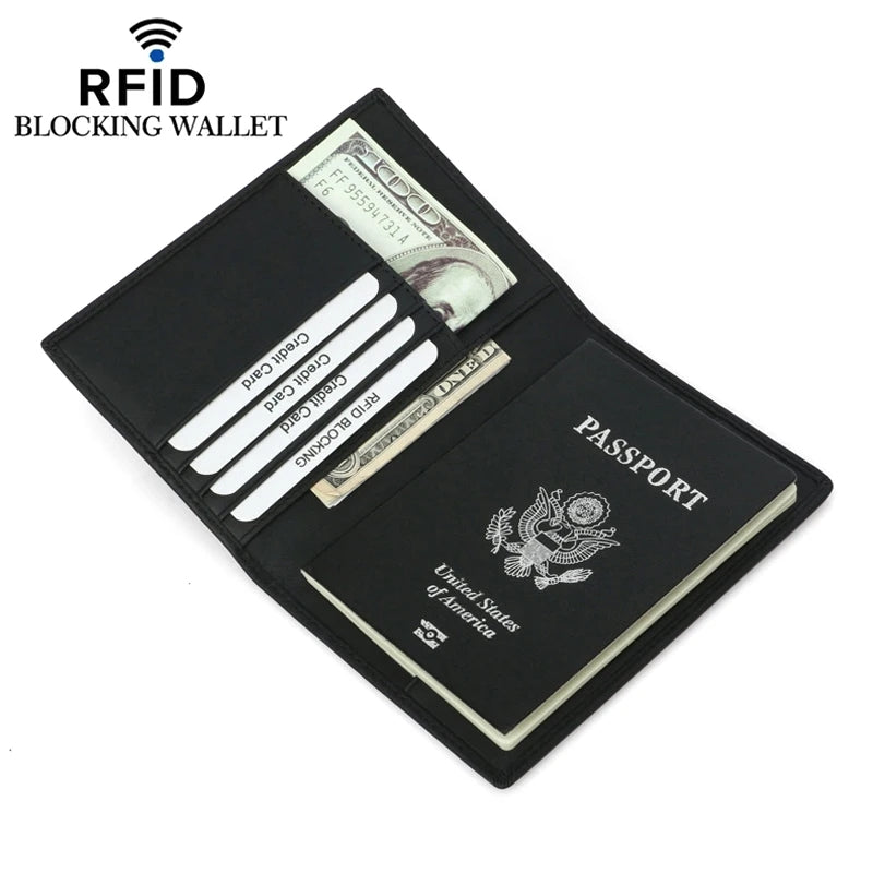 RFID Pu Leather Passport Cover Cards for Family Anti-theft Travel Passport Holder