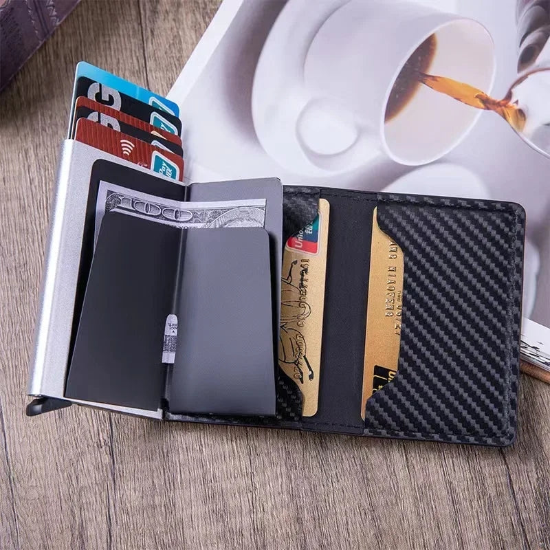 RFID Aluminium Pu Leather Wallet With Money Clip Designer Anti-theft Wallet