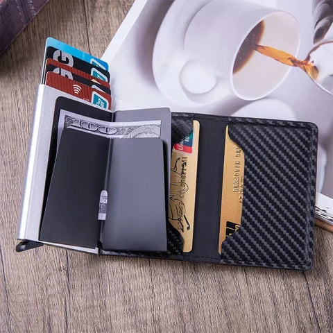 RFID Aluminium Pu Leather Card Holder Wallet