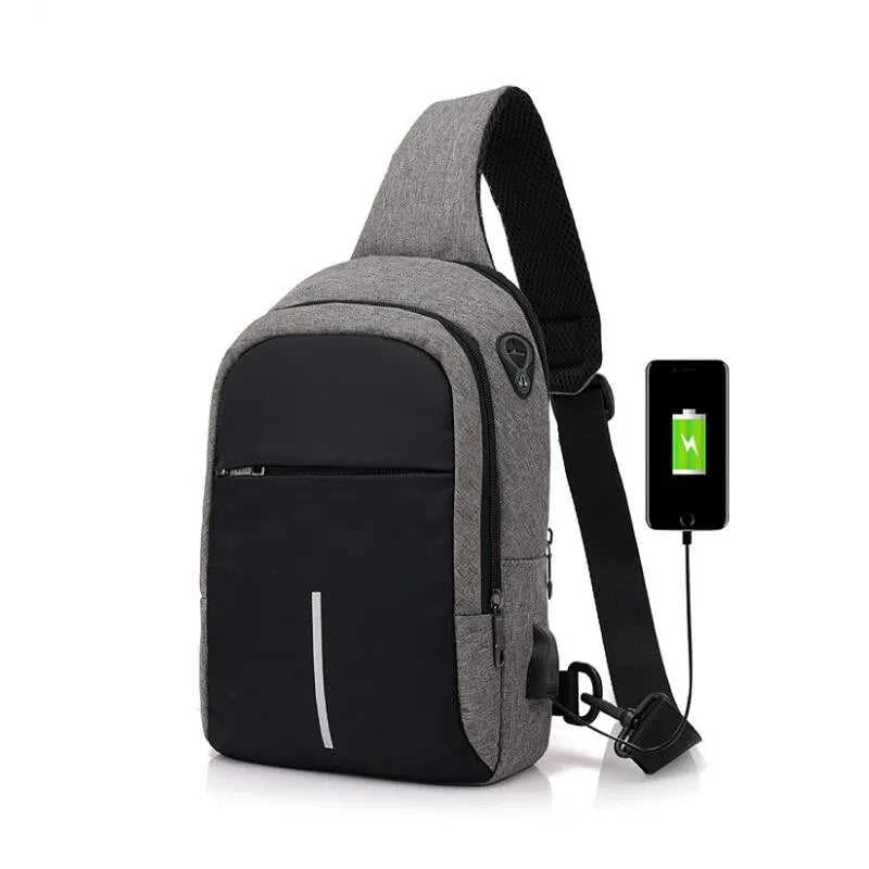 Sling Bag Crossbody Bag with USB Charging Port & Headphone Hole