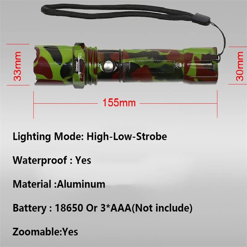 Super Tactical Heavy Duty LED Zoomable powerful led Rechargeable Flashlight