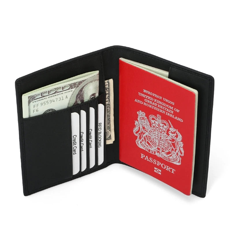 RFID Pu Leather Passport Cover Cards for Family Anti-theft Travel Passport Holder