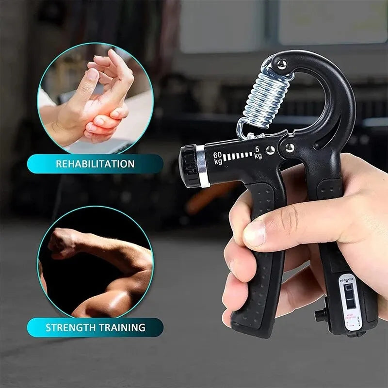 R-Shape Adjustable Hand Grip Sports Strength Countable Exercise Strengthener Gripper Spring Finger Pinch Carpal Expander