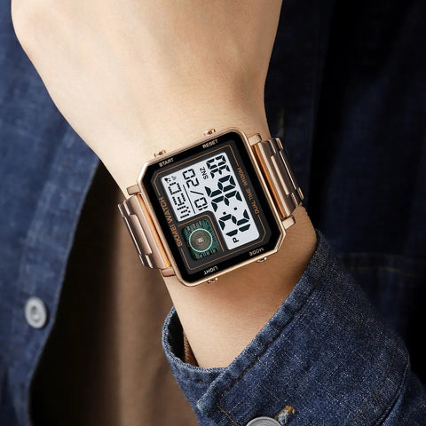 SKMEI 2033 LED Luminous Casual Square Clock reloj hombre