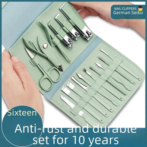16-Piece Stainless Steel Nail Clipper Pedicure Kit