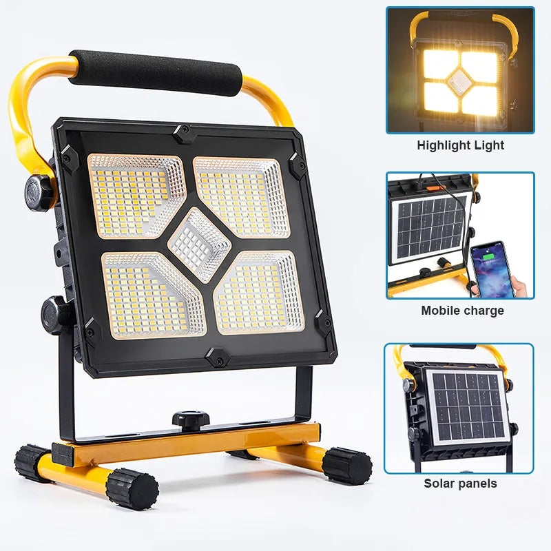 1000watt LED Portable Rechargeable Solar Floodlight Waterproof Spotlight
