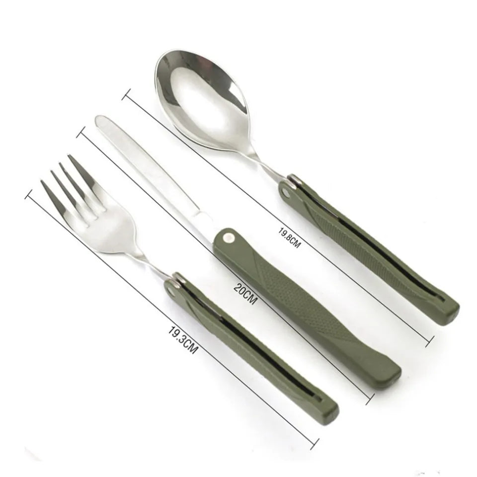 3 in 1 Foldable Camping Cutlery Set